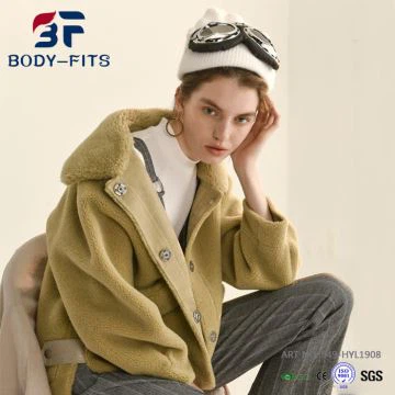 Wanita Mantel Bulu Wol Nyata